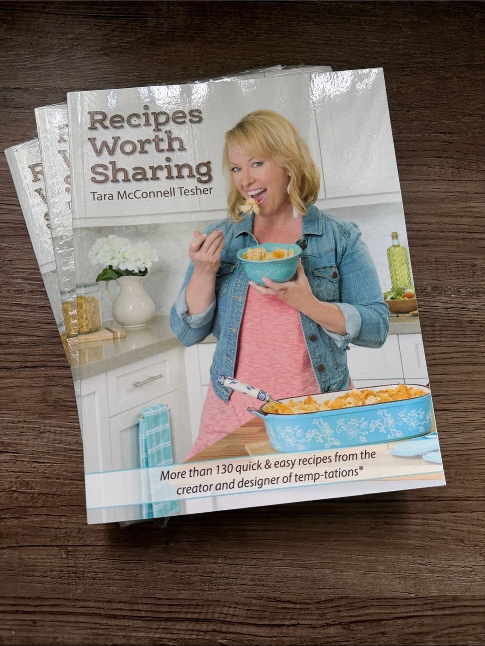 Recipes Worth Sharing Cookbook - Blue and Pink Cover